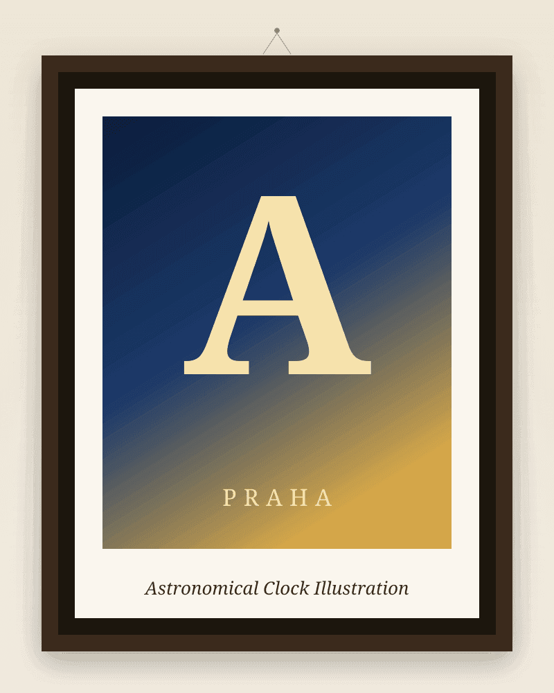 Framed Prague artwork print: Astronomical Clock Illustration