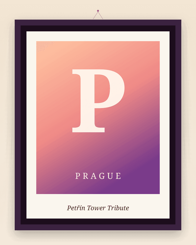 Framed Prague artwork print: Petřín Tower Tribute