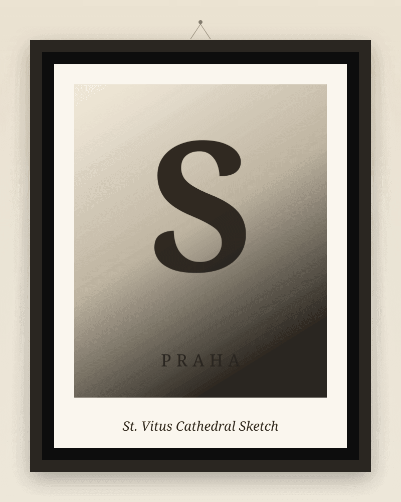 Framed Prague artwork print: St. Vitus Cathedral Sketch