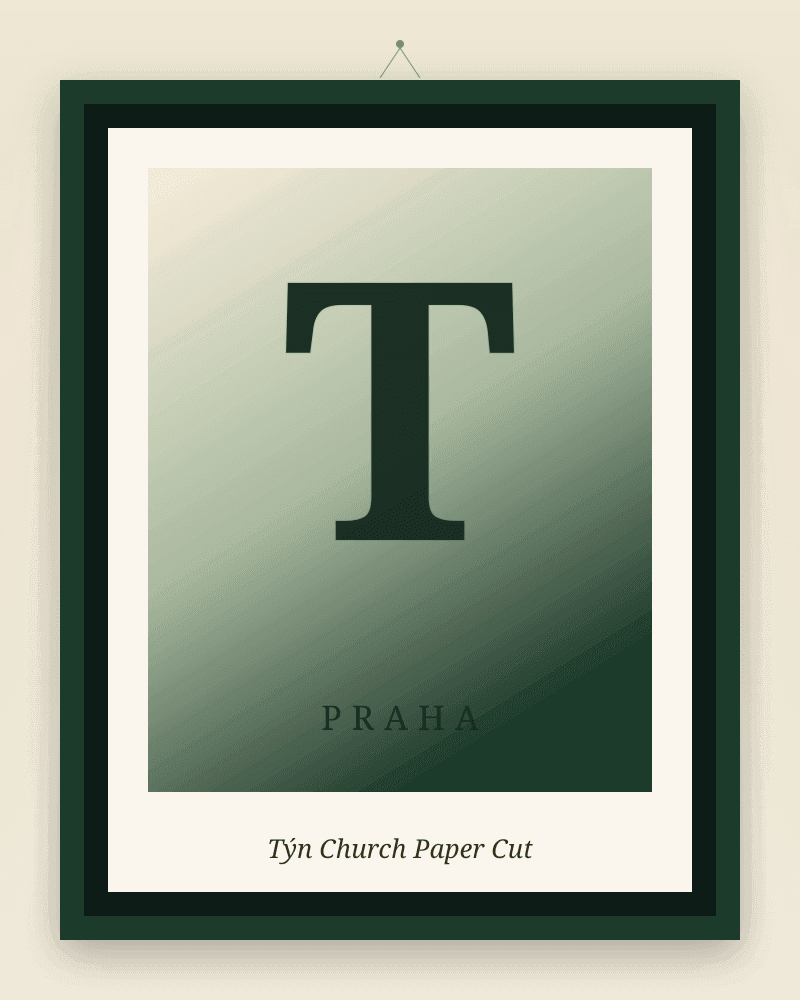 Framed Prague artwork print: Týn Church Paper Cut