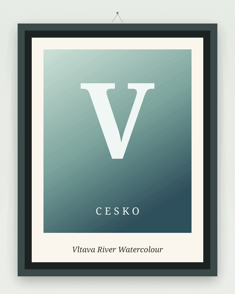 Framed Prague artwork print: Vltava River Watercolour
