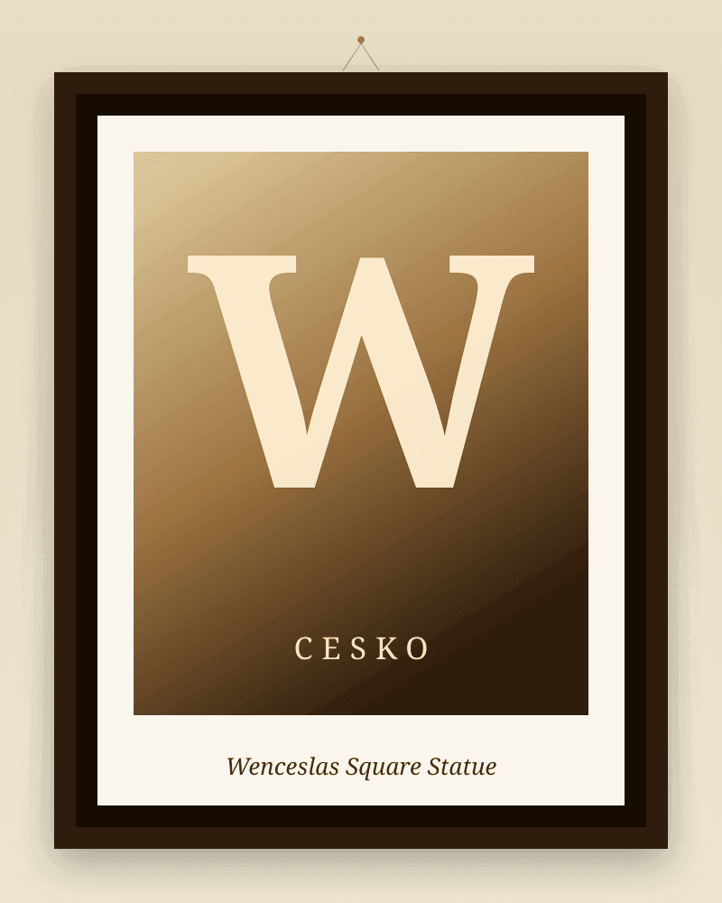 Framed Prague artwork print: Wenceslas Square Statue